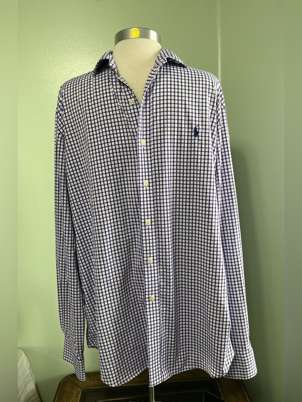 Polo by Ralph Lauren White & Purple Check Long-Sleeve Shirt Button Up XL